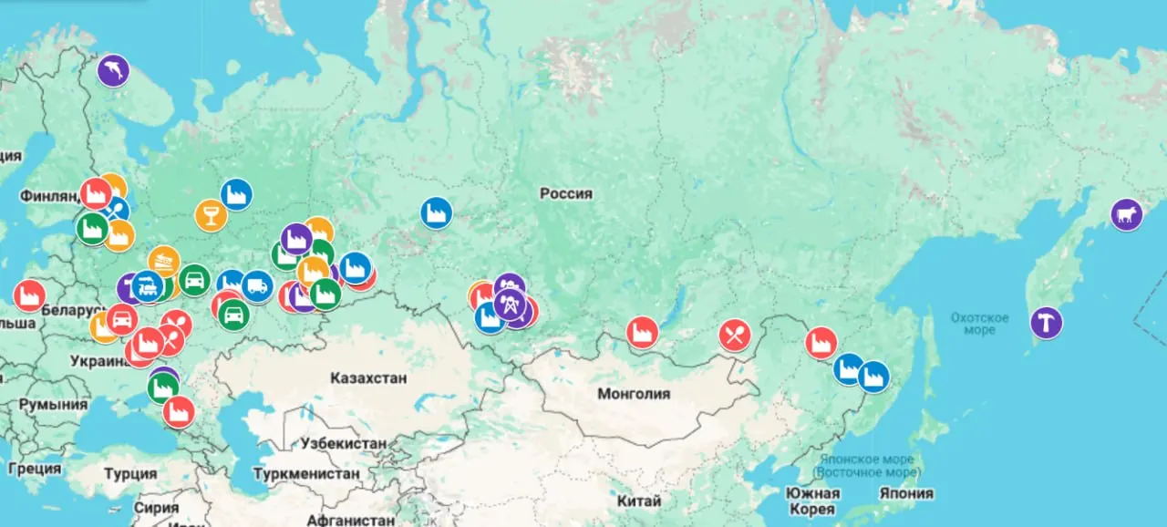 Интерактивная карта фиксирует остановки производств, массовые увольнения, задержки зарплат и переходы на сокращённую неделю по всей стране; с начала 2026 года зарегистрировано 47 проблемных предприятий.